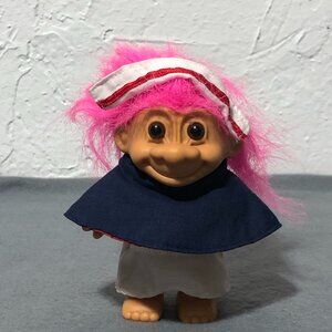 TROLL Vintage Rare Russ Florence Nightingale Nurse Troll Pink Hair Doll